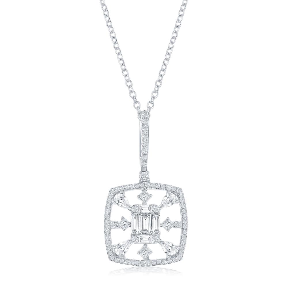 Multi-Cut Diamond Cluster Pendant 18K