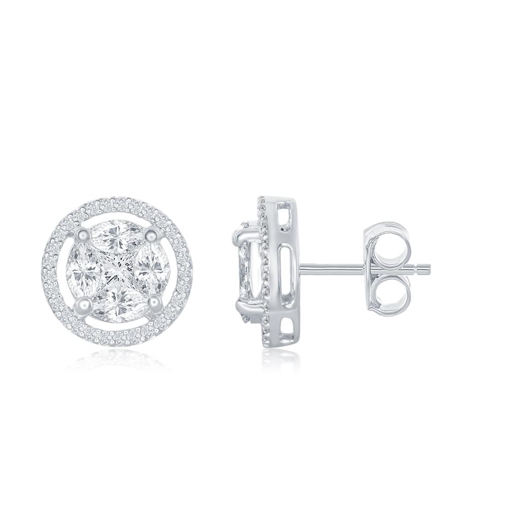 Round Cluster Earring with Halo