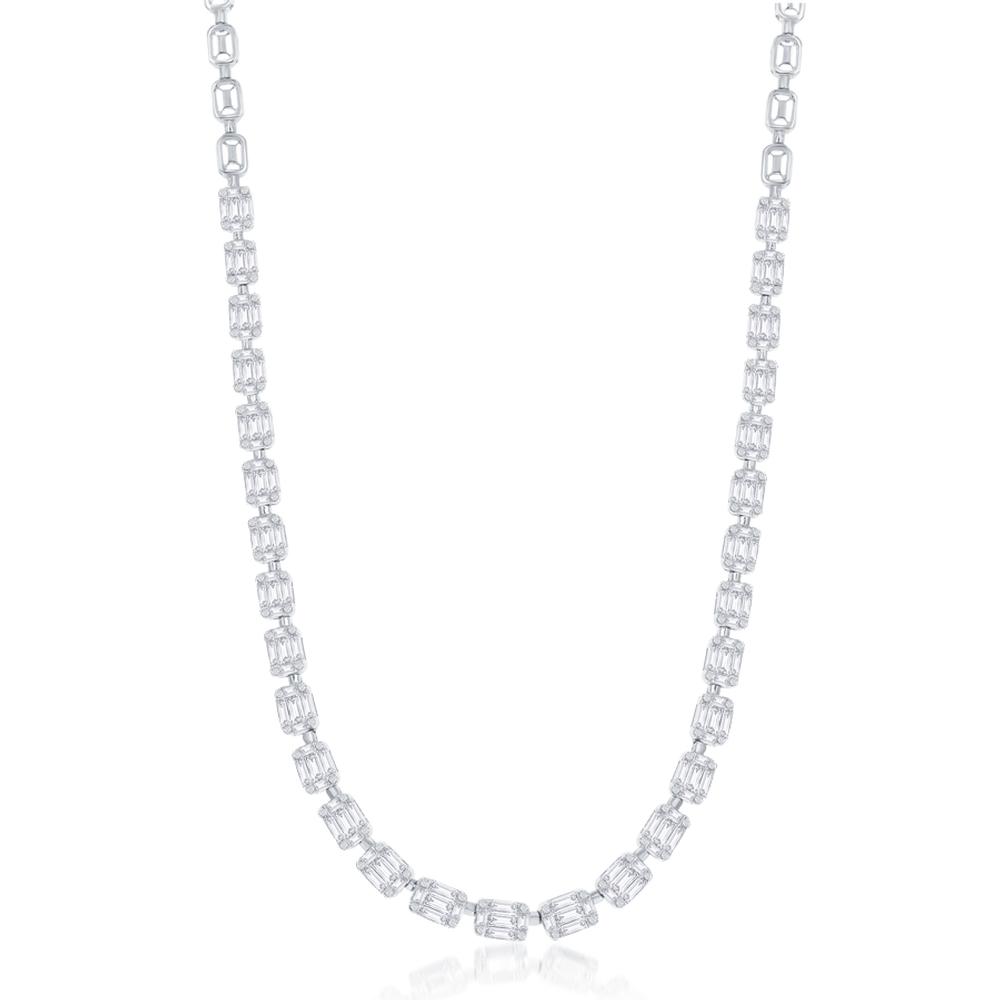 Half-way Necklace Emerald and Baguettes 17 Inch