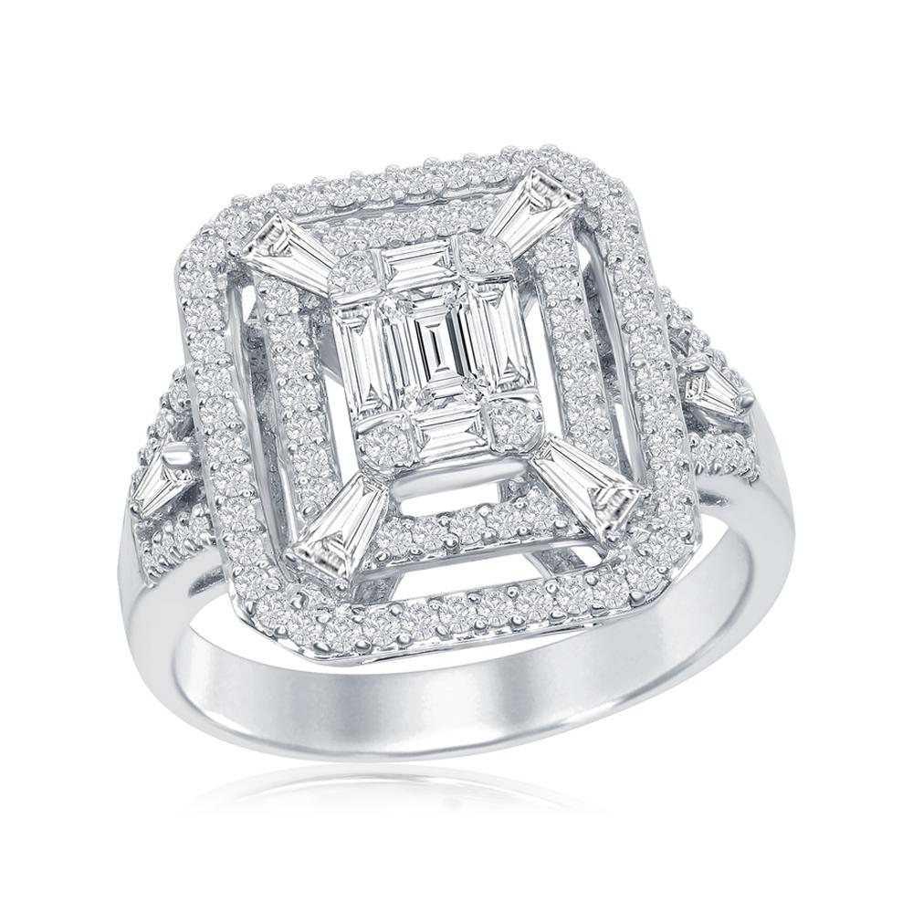 Multi-Cut Diamond Cluster Ring 18K