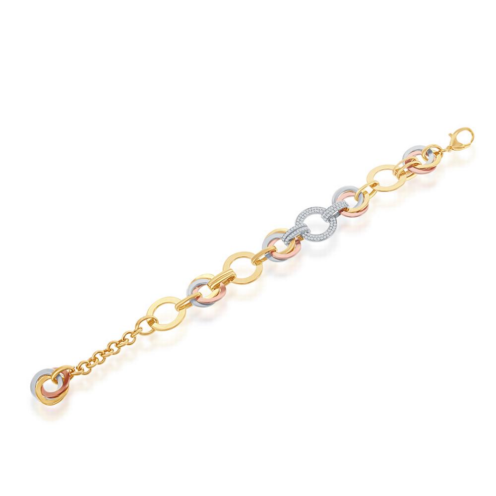 Tricolor Link Diamond Bracelet