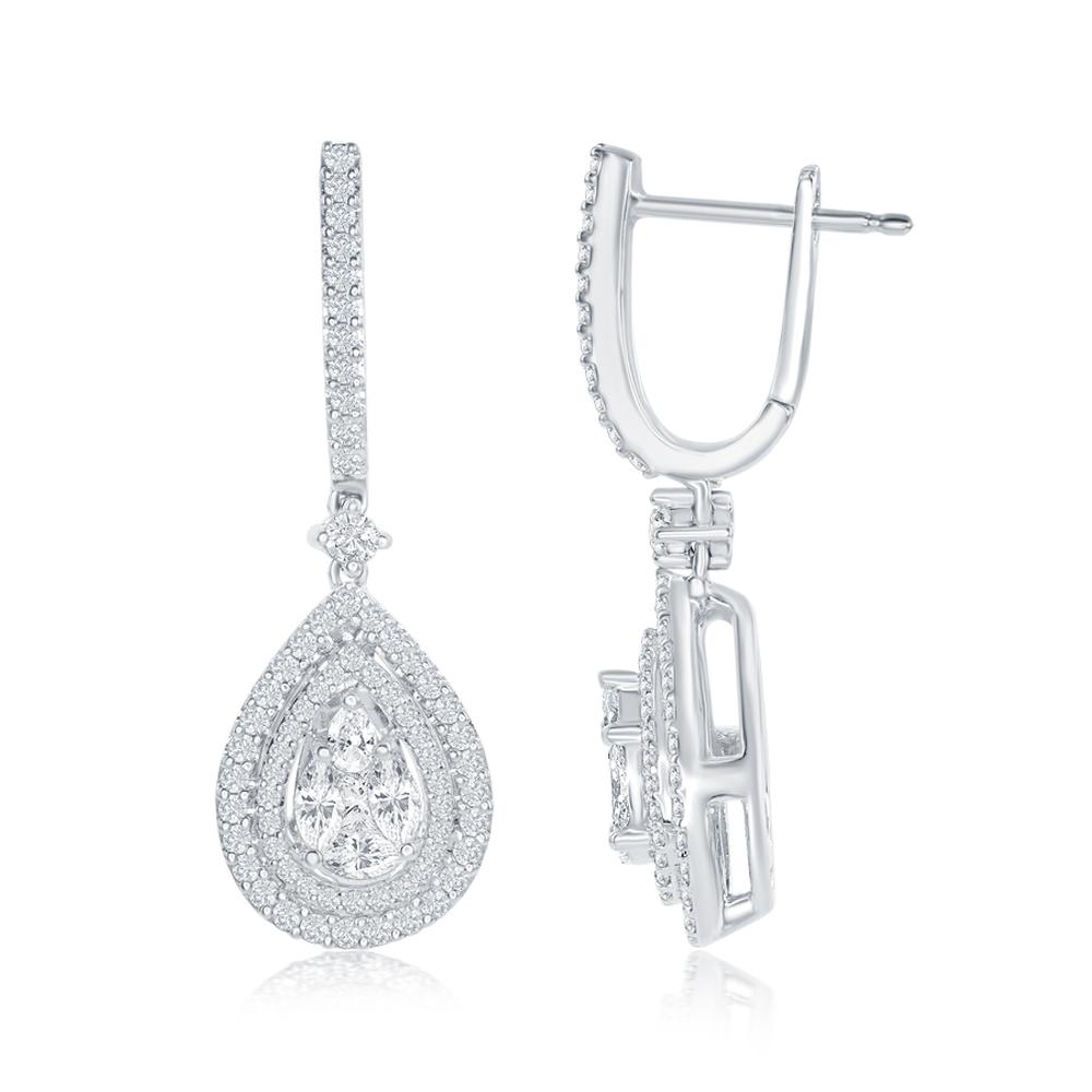 Multi-Cut Diamond Cluster Earrings Pair Shape