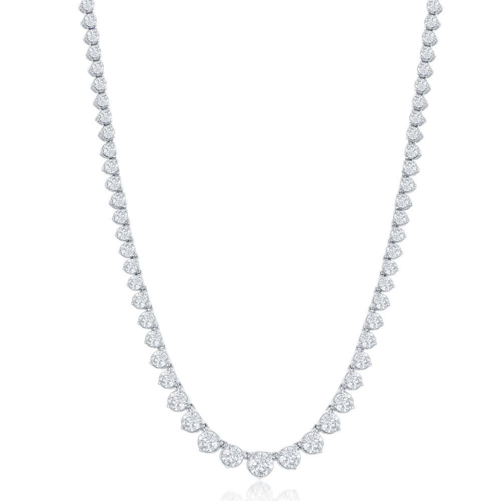 3 Prong Diamond Riviera Necklace 16 Inch