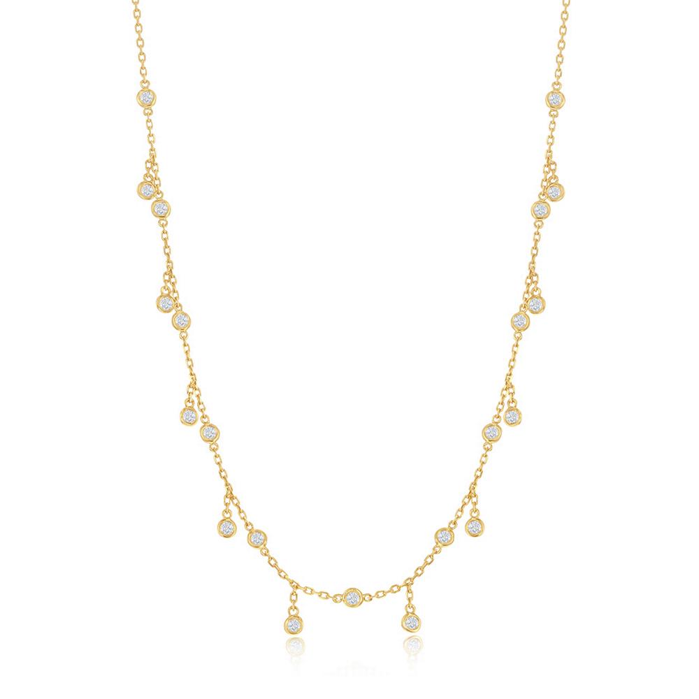 14K Yellow Diamond Chain Necklace Half-way