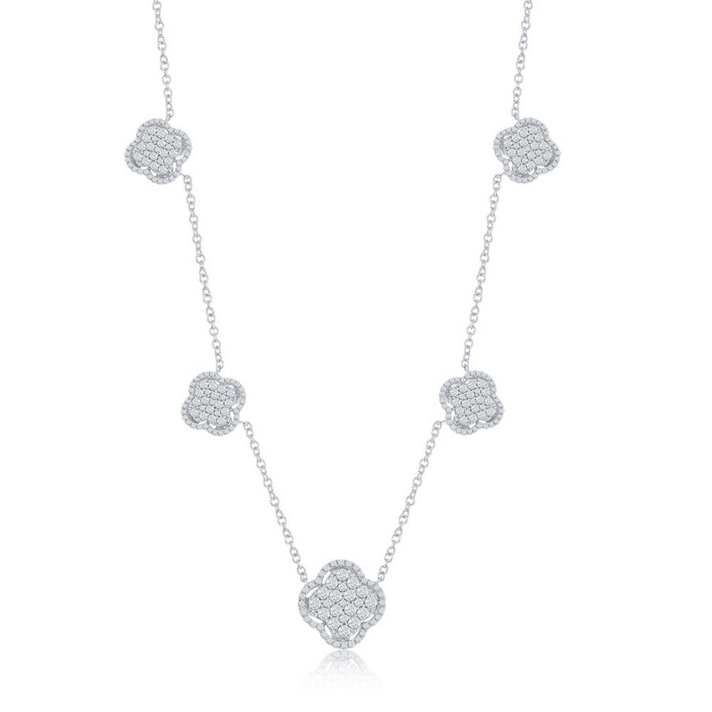 18K Clover Diamond Necklace Half-way