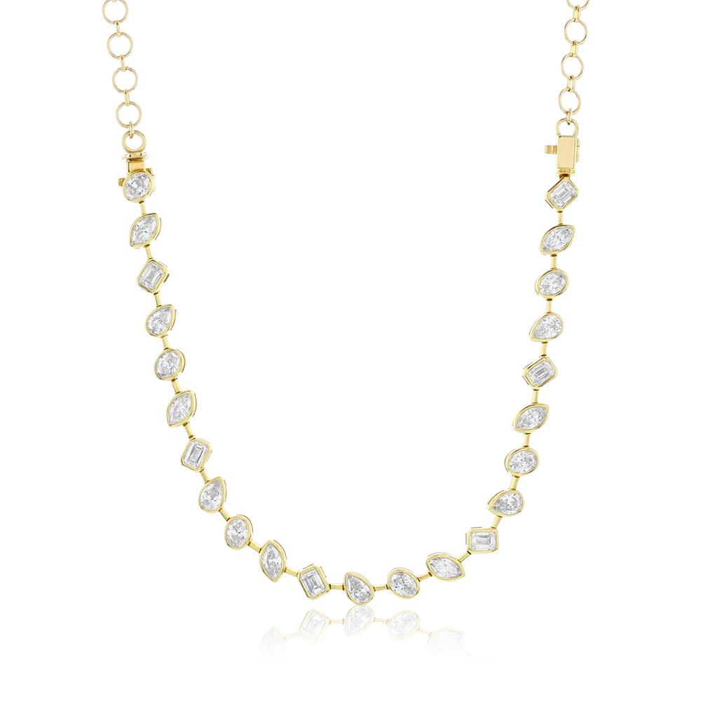 Fancy Shape Yellow Bezel Necklace 9.57 Ct.