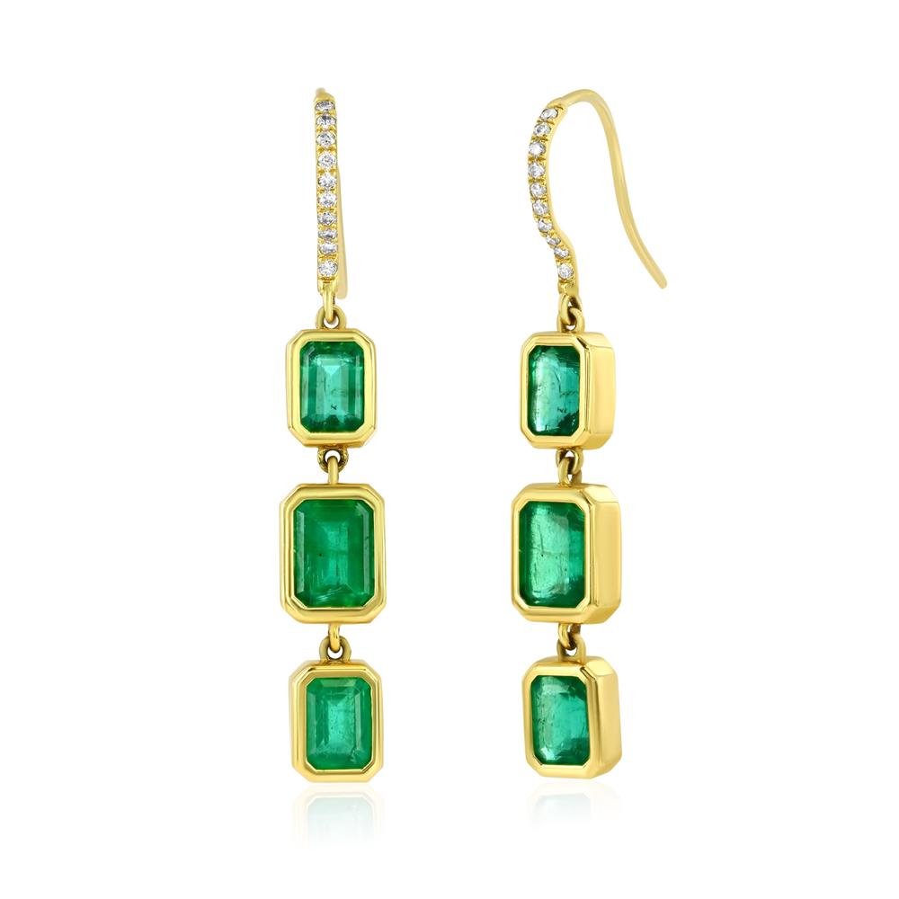 Emerald Drop Earrings Yellow Gold