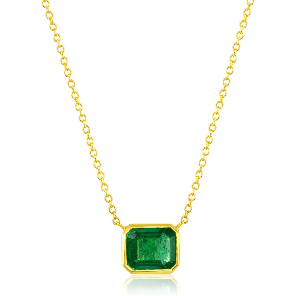 3.58 Ct. Emerald Pendant Yellow Chain
