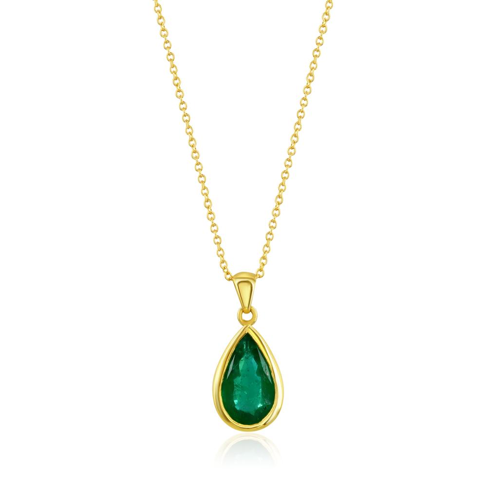 Pear Shaped Emerald Pendant Yellow Gold
