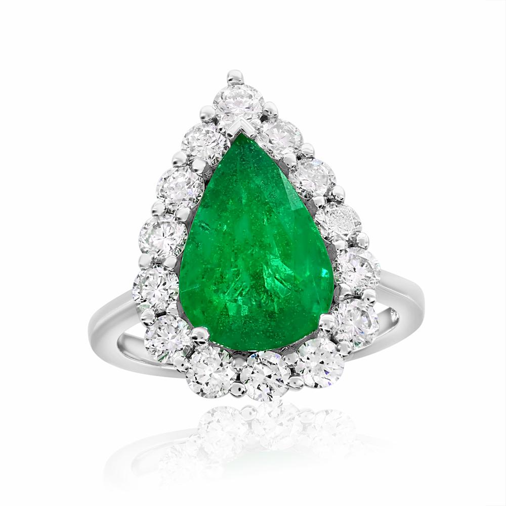 Pear Shaped Emerald Cocktail Ring 14K
