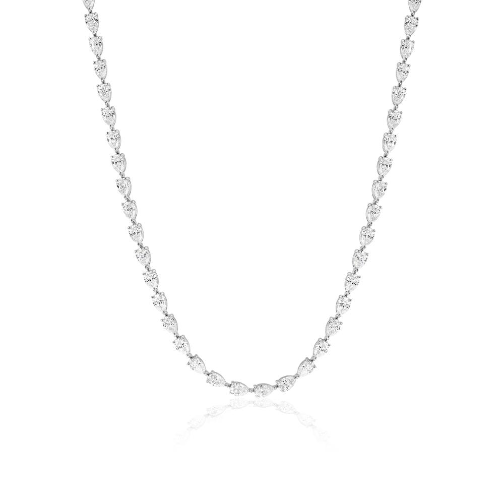 Pear Shaped Diamond Tennis Necklace 18 Inch