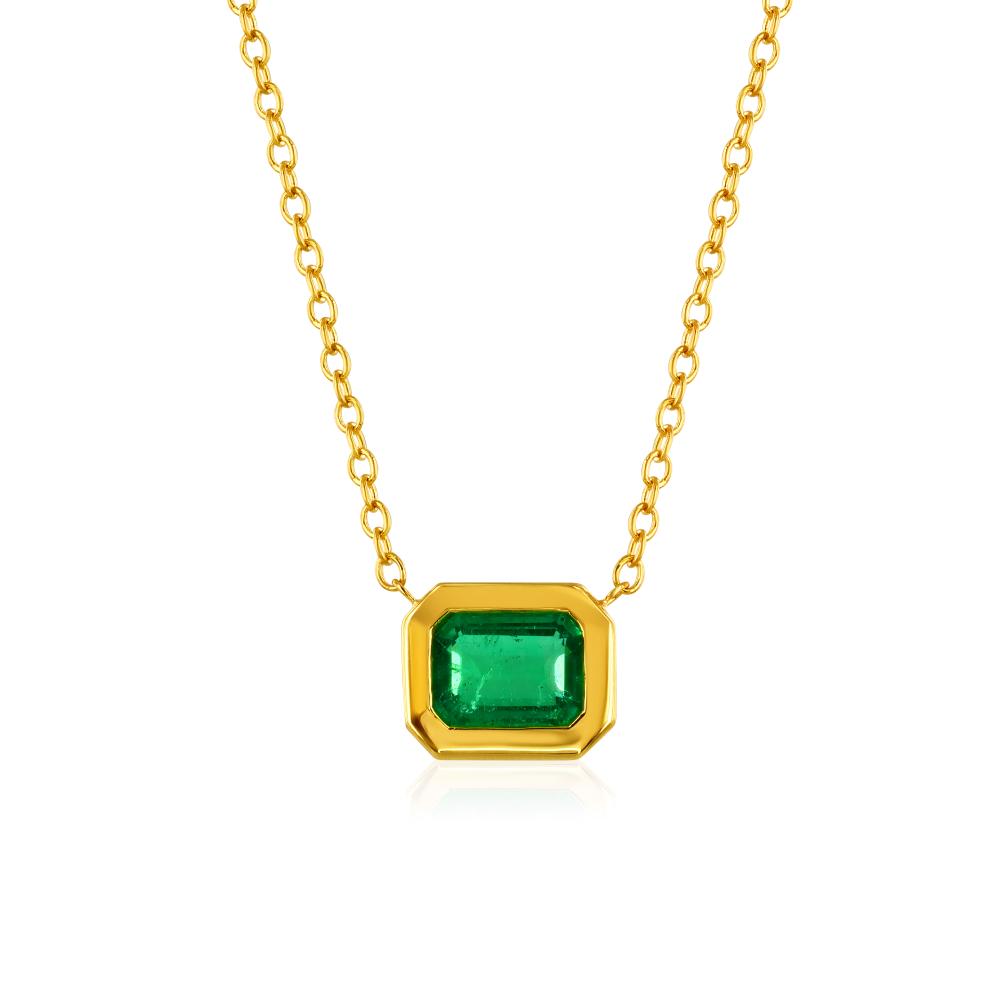 Emerald Pendant on Yellow Gold Bezel 14K
